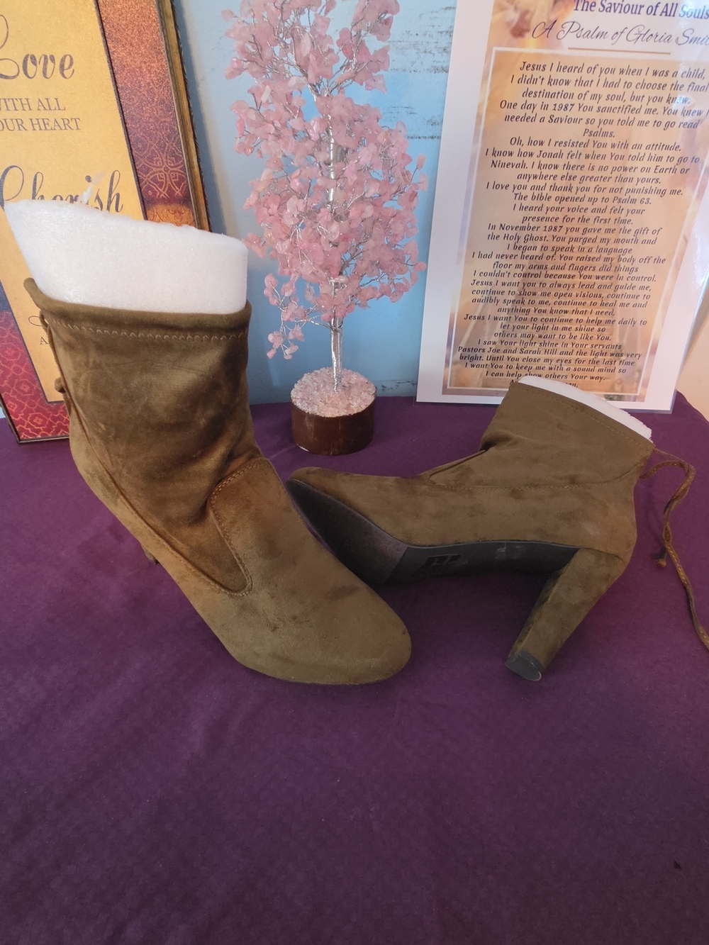 Women’s Faux Suede Ankle Boots - Olive Green